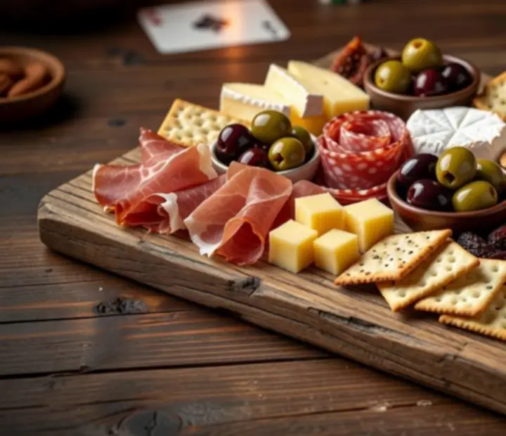 Shareable platters arranged for a card lounge table