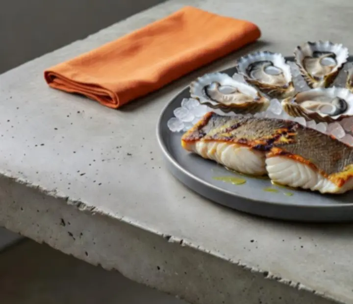 Seafood plate with barramundi, oysters and prawns